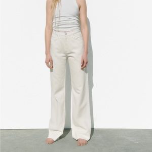 ZARA white wide leg jeans